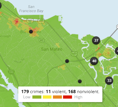 New crime map show all of San Mateo quite safe
